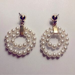 NEW Gold Faux Pearl Dangling Statement Drop Earrings Formal Prom Bridal Jewelry